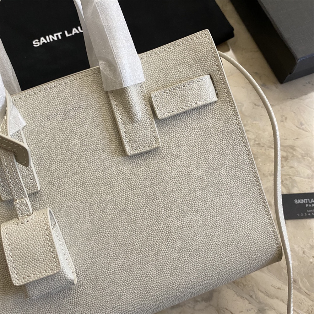 YSL SAC DE JOUR NANO IN GRAINED LEATHER WHITE
