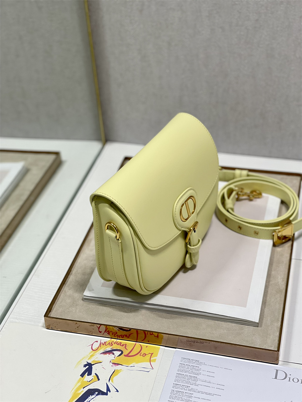 MEDIUM DIOR BOBBY BAG Light Green Box Calfskin