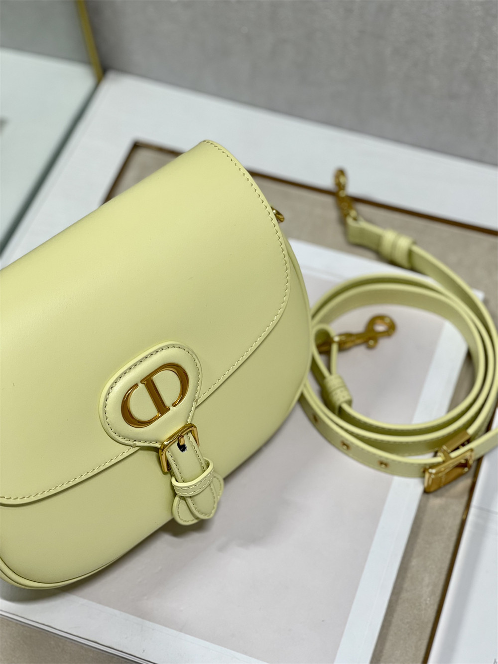 MEDIUM DIOR BOBBY BAG Light Green Box Calfskin