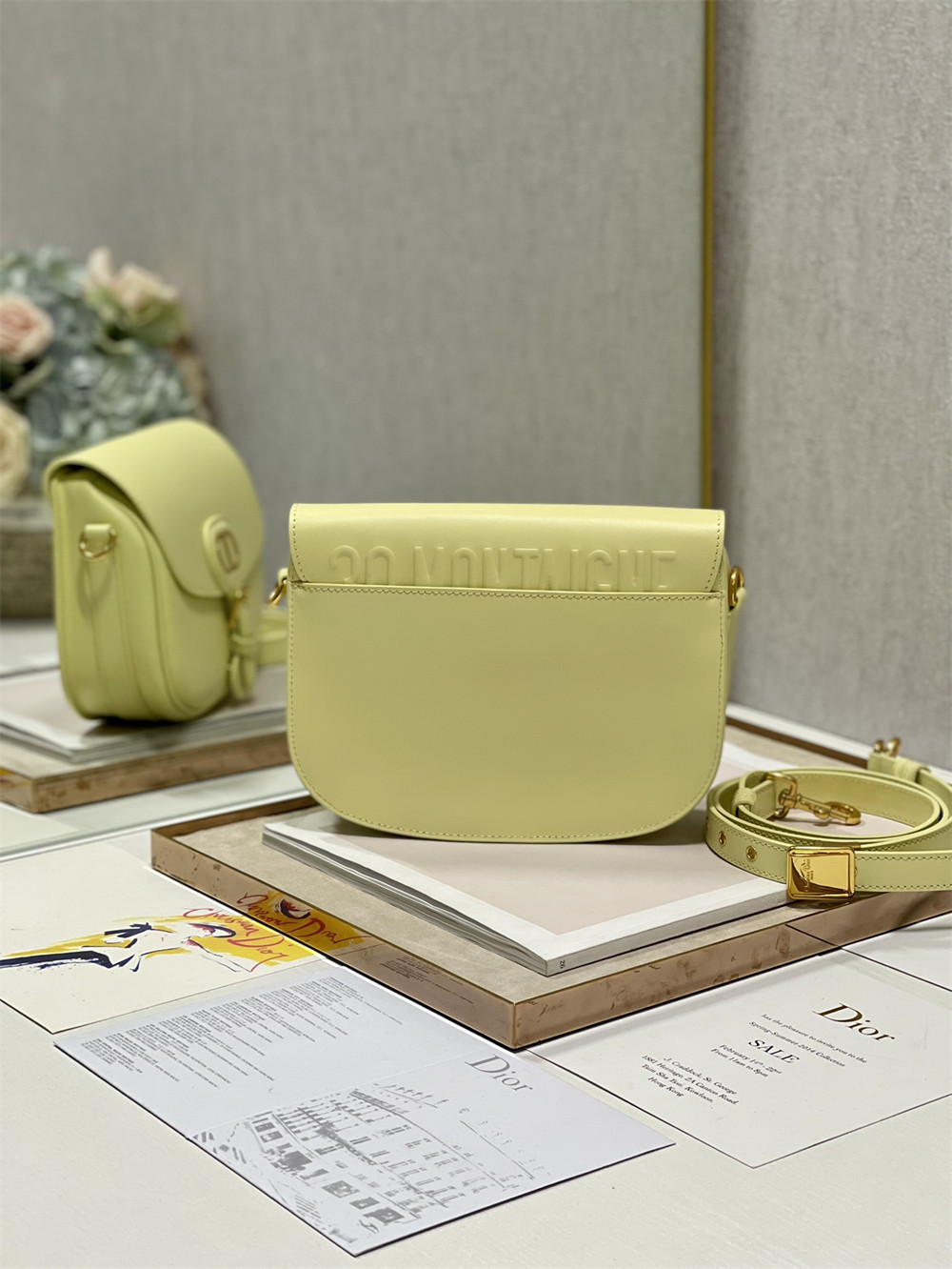 MEDIUM DIOR BOBBY BAG Light Green Box Calfskin