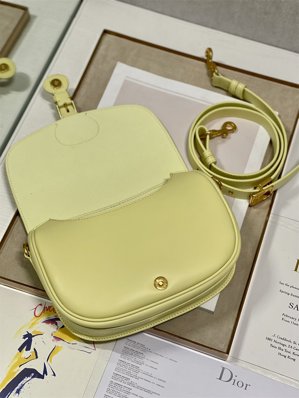 MEDIUM DIOR BOBBY BAG Light Green Box Calfskin