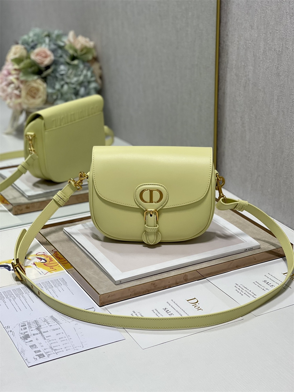 MEDIUM DIOR BOBBY BAG Light Green Box Calfskin