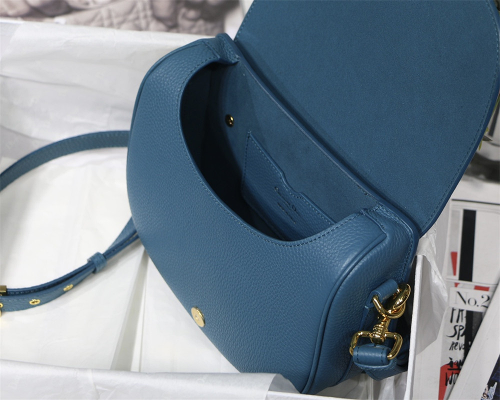 MEDIUM DIOR BOBBY BAG Blue Grained Calfskin