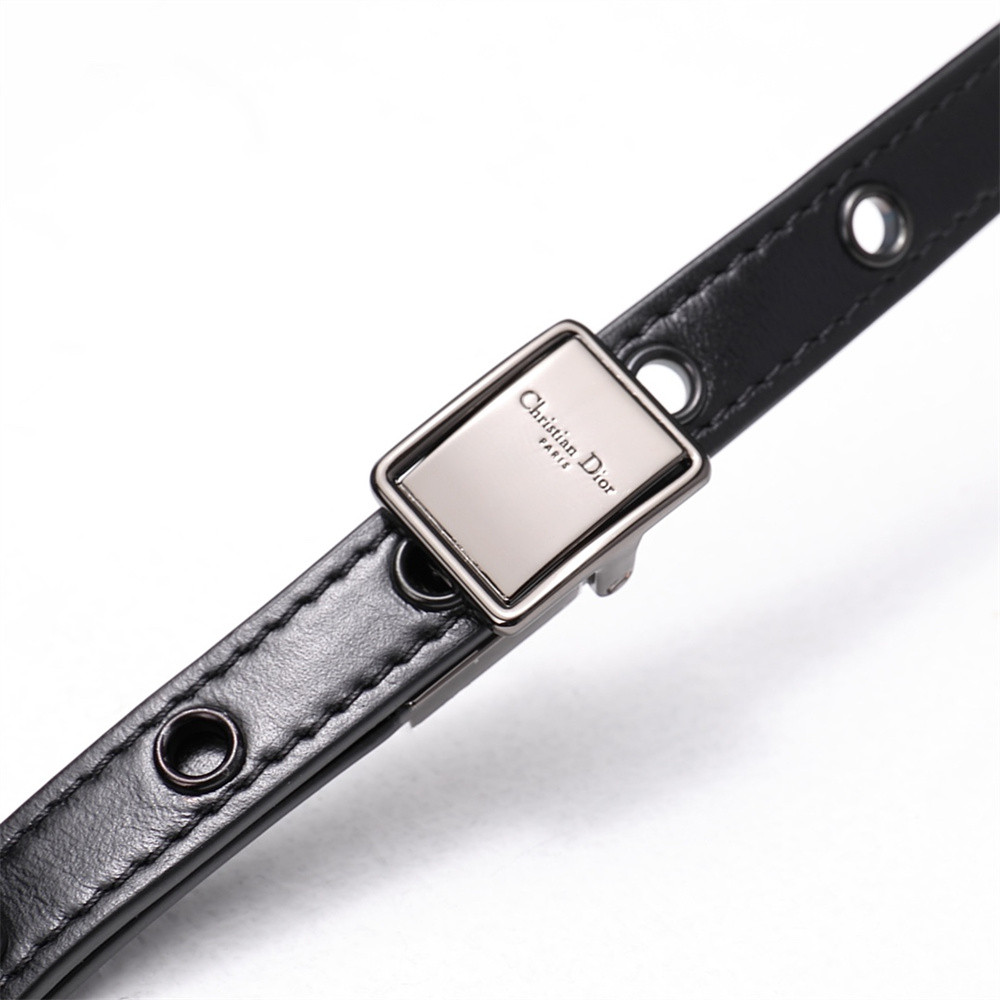 MEDIUM DIOR CARO BAG Black Supple Cannage Calfskin With Silver Hardware 20x12x7cm