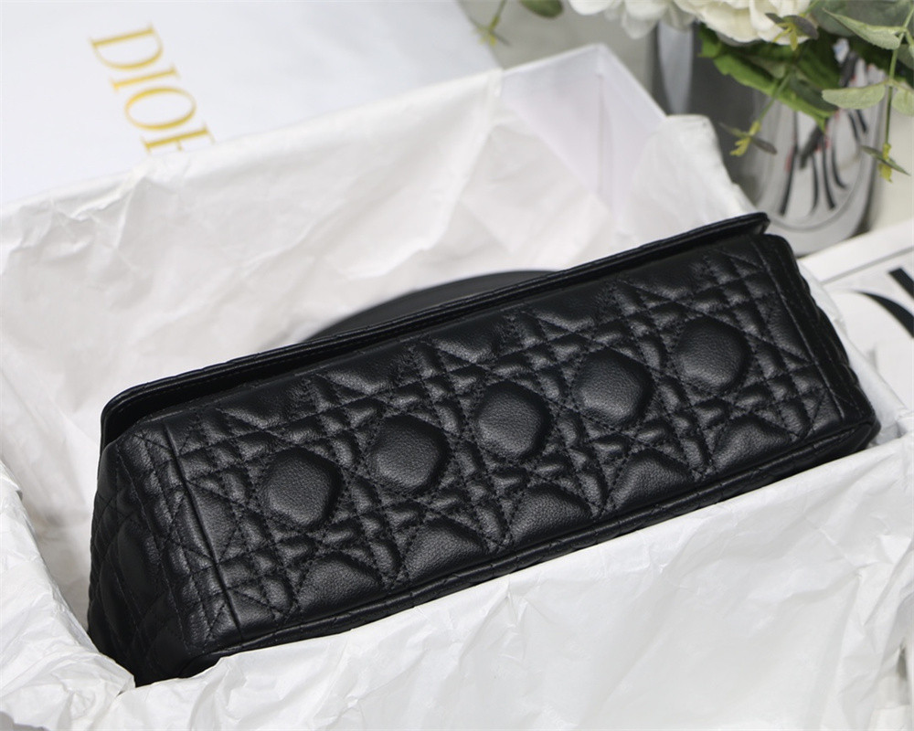LARGE DIOR CARO BAG Black Supple Cannage Calfskin 29 x 18 x 10 cm