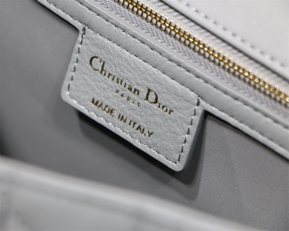 LARGE DIOR CARO BAG Stone Gray Supple Cannage Calfskin 29 x 18 x 10 cm