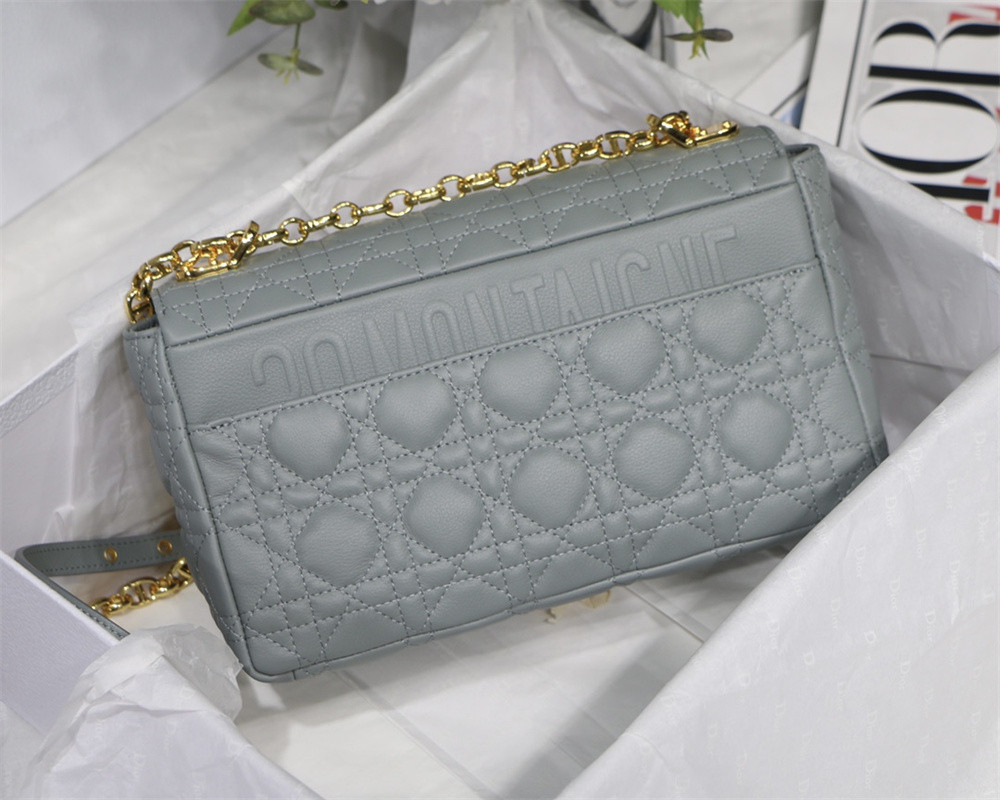 MEDIUM DIOR CARO BAG Ethereal Gray Supple Cannage Calfskin 25.5 x 15.5 x 8 cm