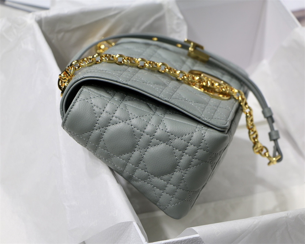 MEDIUM DIOR CARO BAG Ethereal Gray Supple Cannage Calfskin 25.5 x 15.5 x 8 cm