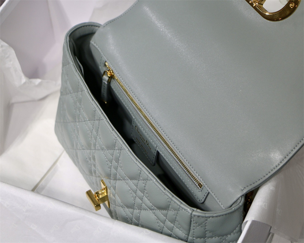 MEDIUM DIOR CARO BAG Ethereal Gray Supple Cannage Calfskin 25.5 x 15.5 x 8 cm