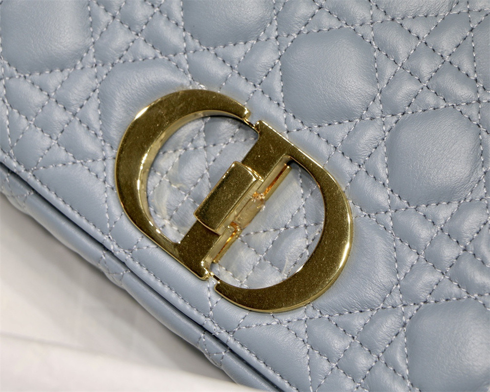 MEDIUM DIOR CARO BAG Cloud Blue Supple Cannage Calfskin 25.5 x 15.5 x 8 cm