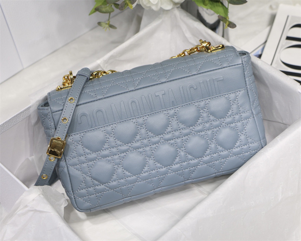 MEDIUM DIOR CARO BAG Cloud Blue Supple Cannage Calfskin 25.5 x 15.5 x 8 cm