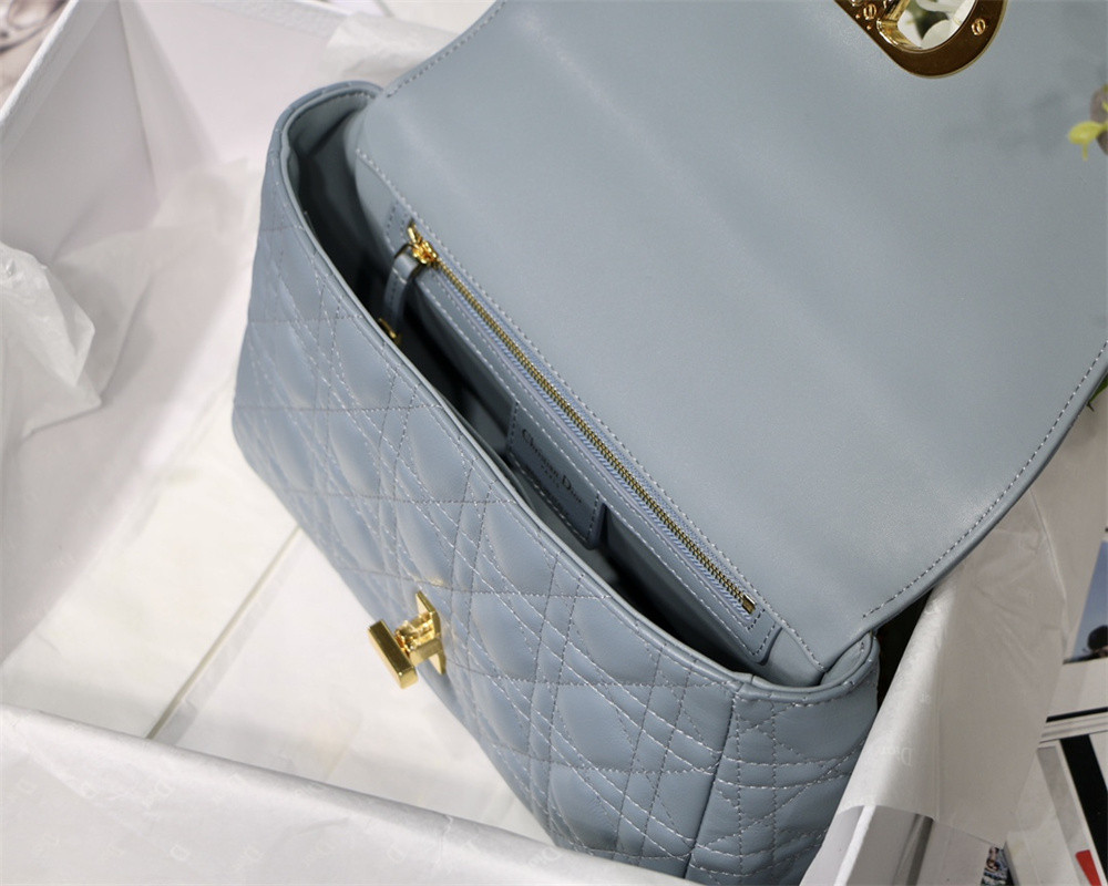 MEDIUM DIOR CARO BAG Cloud Blue Supple Cannage Calfskin 25.5 x 15.5 x 8 cm