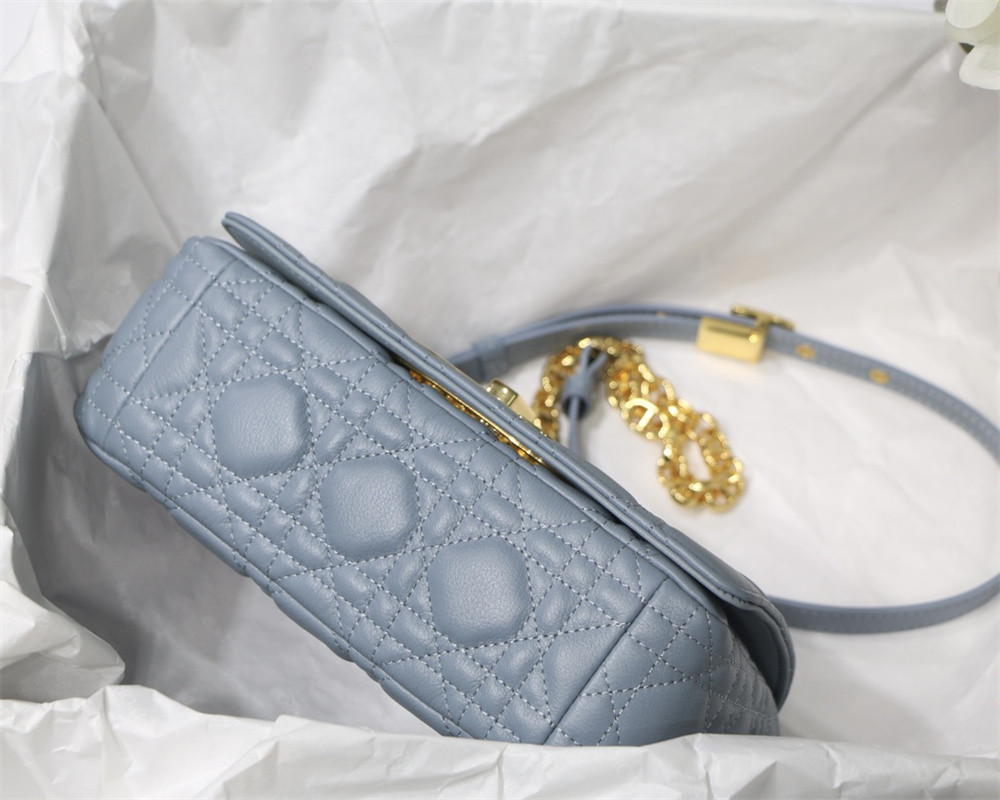 SMALL DIOR CARO BAG Light Blue Supple Cannage Calfskin 20 x 12 x 7 cm
