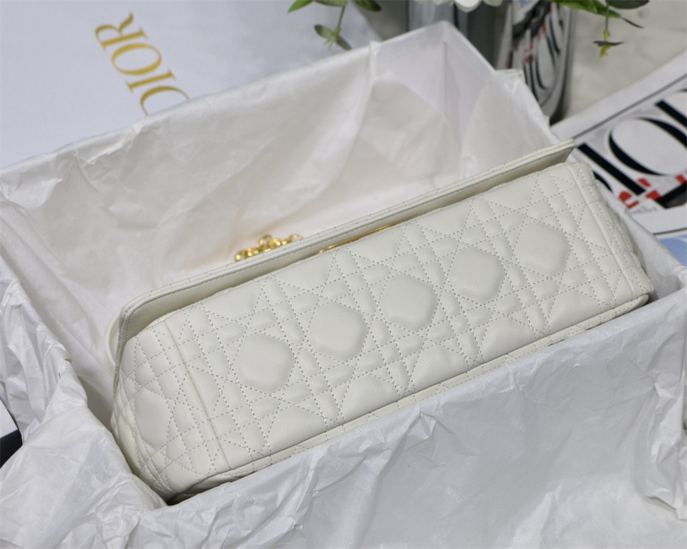 SMALL DIOR CARO BAG Ivory Supple Cannage Calfskin 20 x 12 x 7 cm