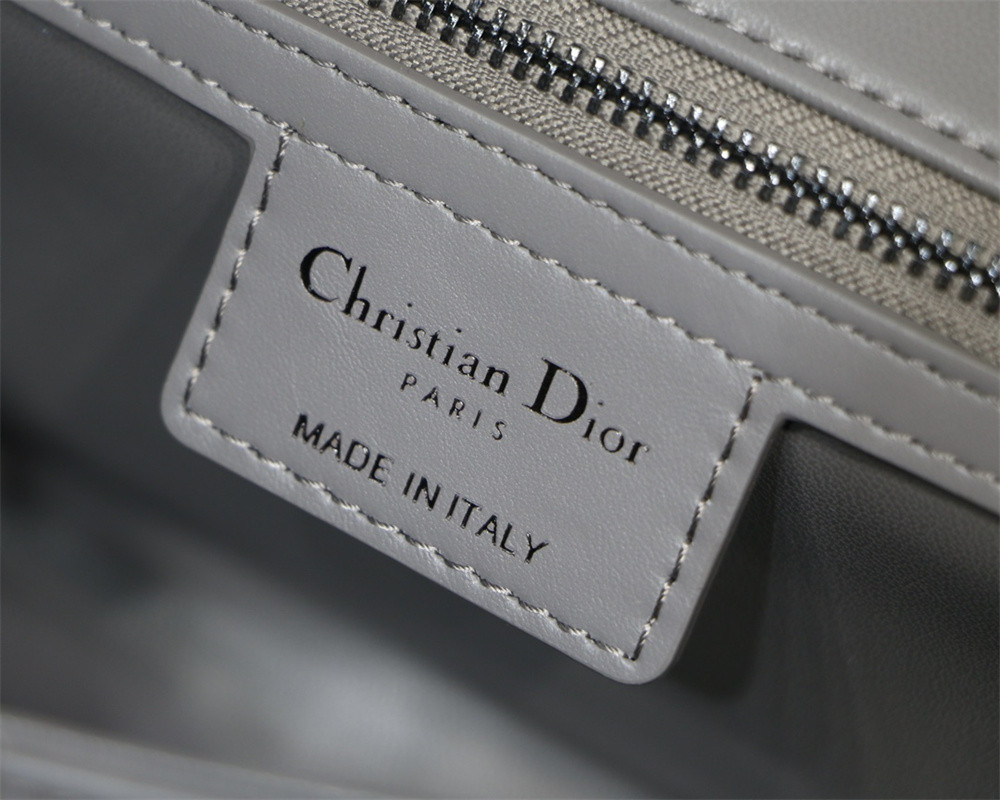 MEDIUM DIOR CARO BAG Grey Supple Cannage Calfskin With Black Hardware 25.5 x 15.5 x 8 cm