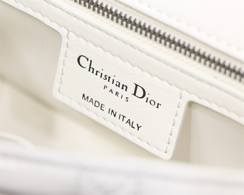 SMALL DIOR CARO BAG Ivory Supple Cannage Calfskin With Silver Hardware 20 x 12 x 7 cm