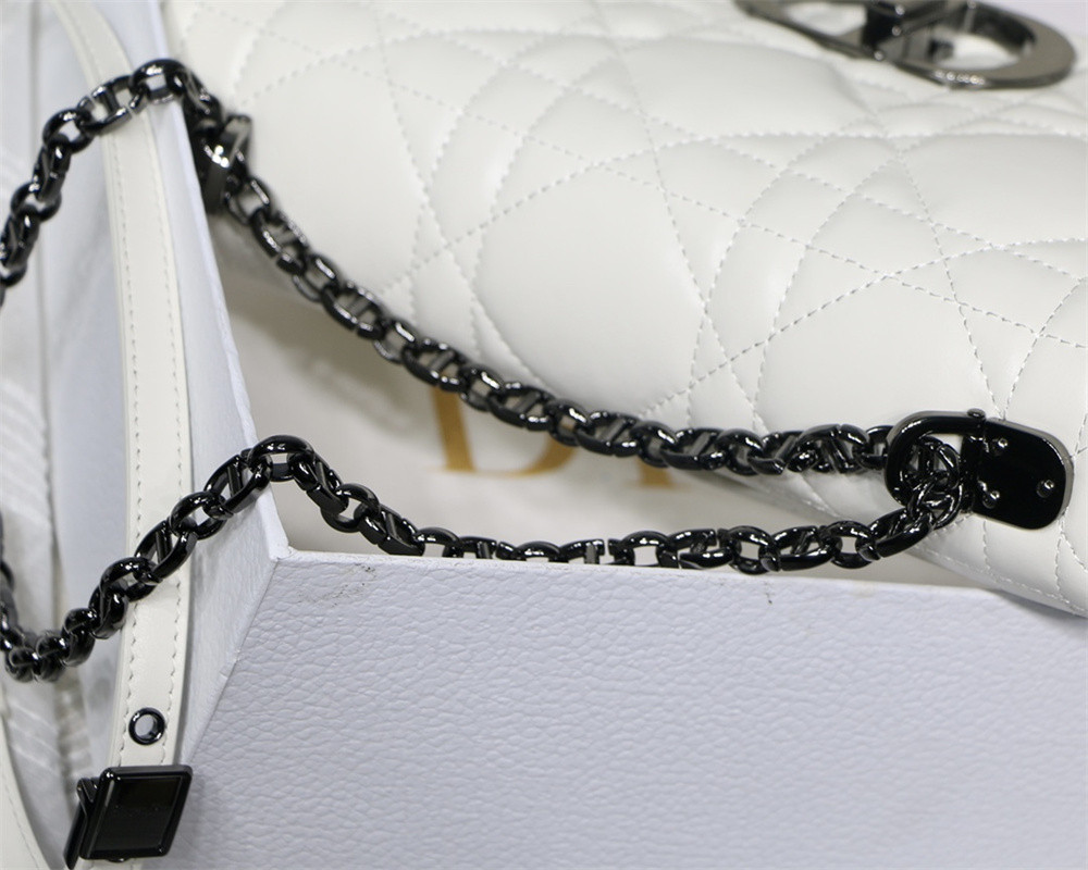 MEDIUM DIOR CARO BAG IVORY Supple Cannage Calfskin 25.5 x 15.5 x 8 cm