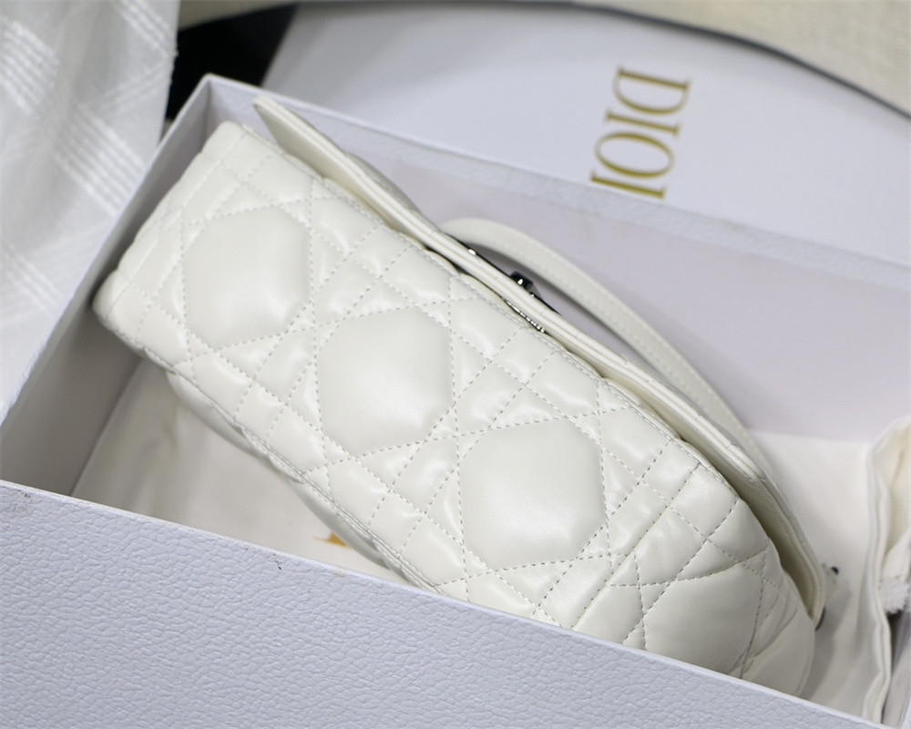 MEDIUM DIOR CARO BAG IVORY Supple Cannage Calfskin 25.5 x 15.5 x 8 cm