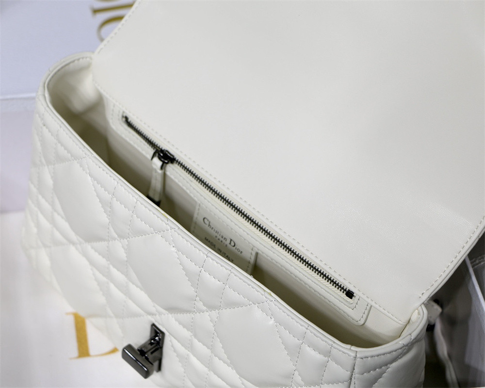 MEDIUM DIOR CARO BAG IVORY Supple Cannage Calfskin 25.5 x 15.5 x 8 cm