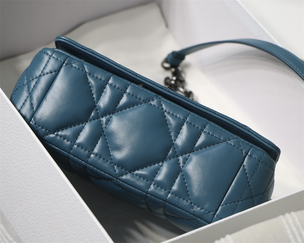 SMALL DIOR CARO BAG Navy Supple Cannage Calfskin With Silver Hardware 20 x 12 x 7 cm