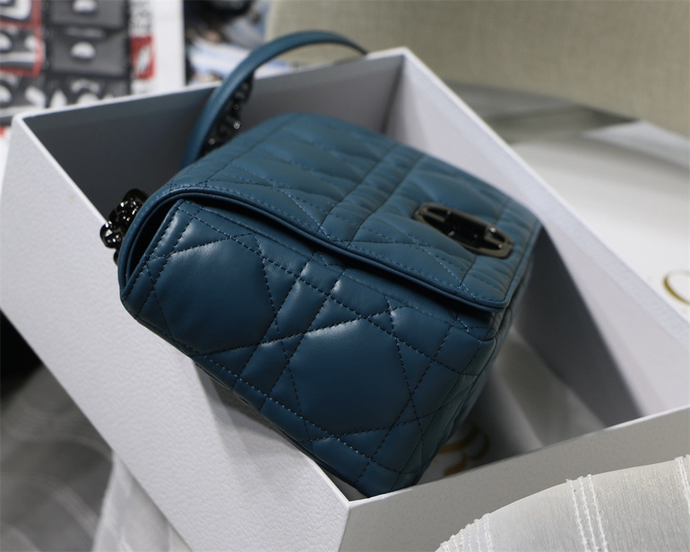 LARGE DIOR CARO BAG Navy Supple Cannage Calfskin With Silver Hardware 29 x 18 x 10 cm