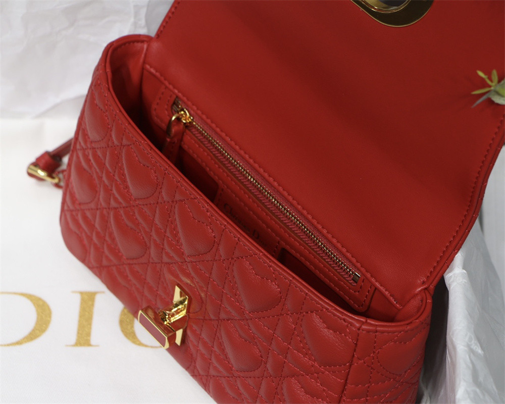 SMALL DIOR CARO BAG amour red 20 x 12 x 7 cm