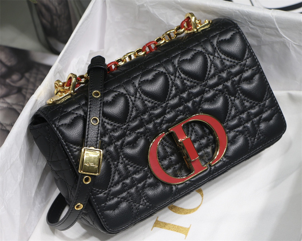 SMALL DIOR CARO BAG amour black 20 x 12 x 7 cm
