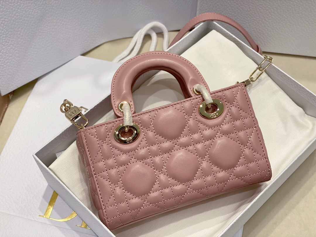 DIOR MINI LADY D-JOY BAG PINK 16 x 9 x 5 CM