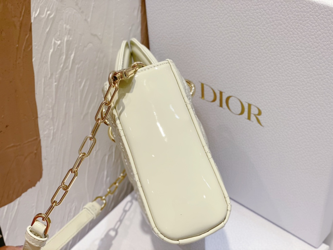 DIOR SMALL LADY D-JOY BAG White Patent