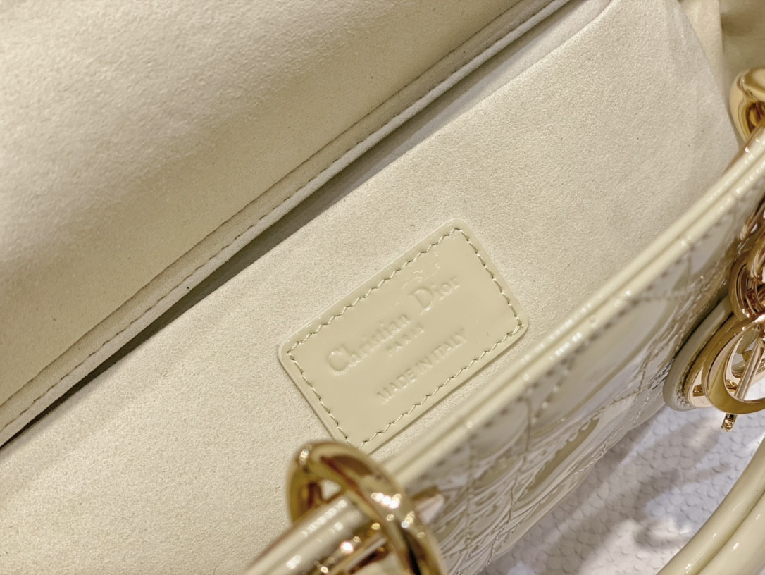 DIOR SMALL LADY D-JOY BAG White Patent