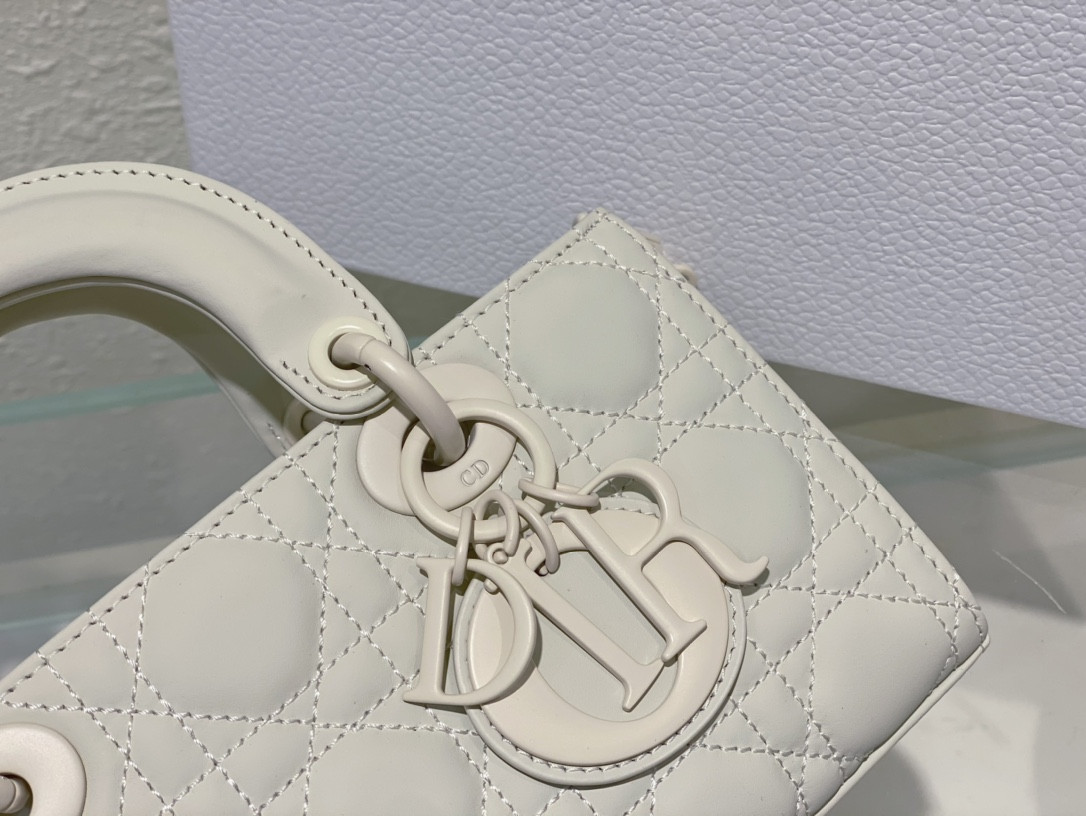 DIOR SMALL LADY D-JOY BAG Ultramatte White Cannage Calfskin
