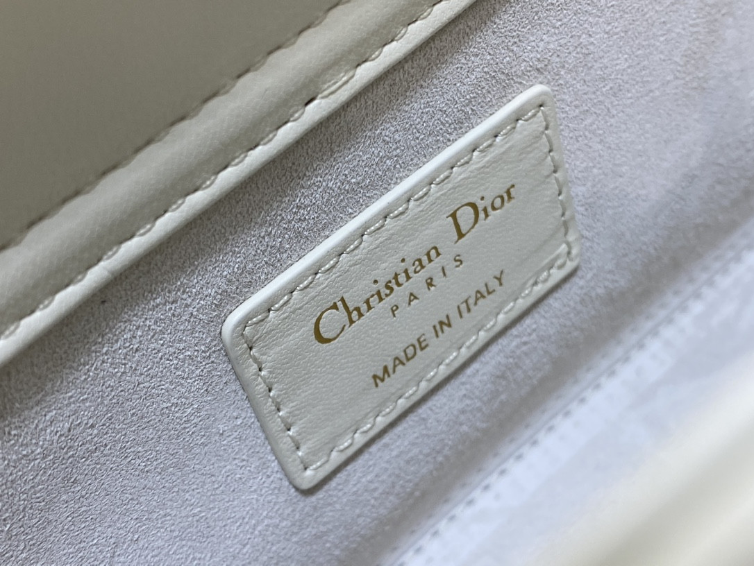 DIOR MEDIUM LADY D-JOY BAG White with Butterfly Studs