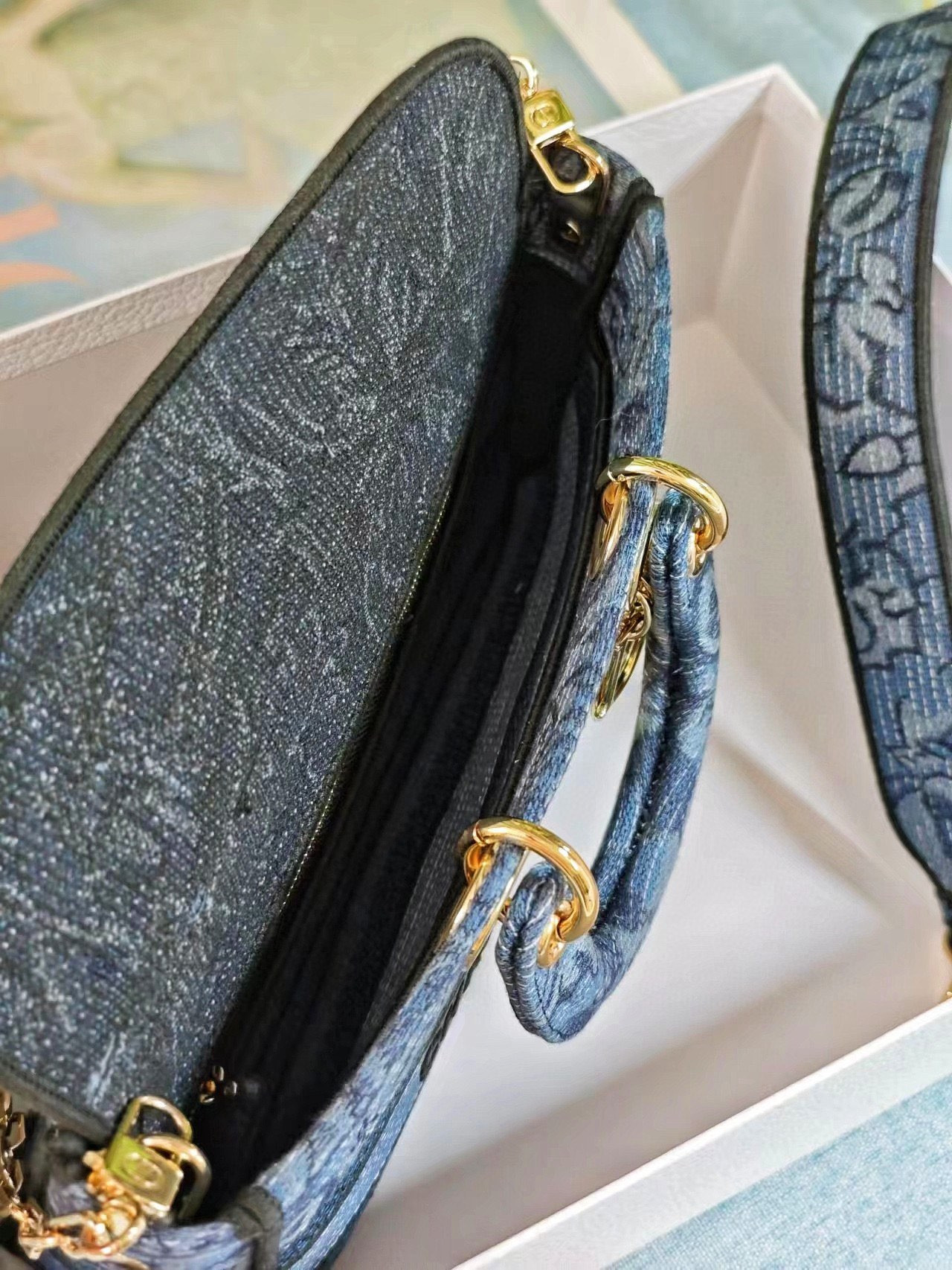 DIOR MEDIUM LADY D-JOY BAG BLUE