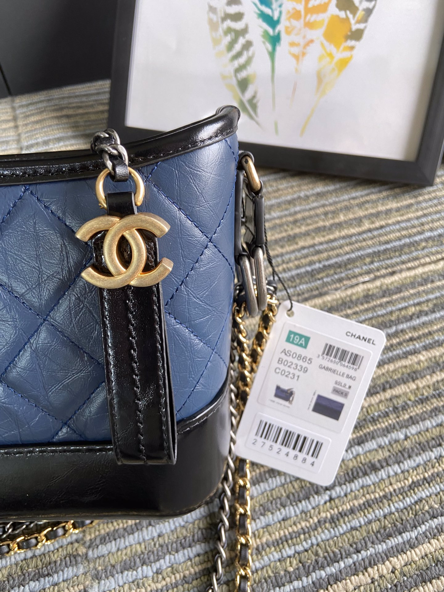 Chanel Gabrielle SMALL BLUE with shoulder strap letters 20 x 15 x 8cm