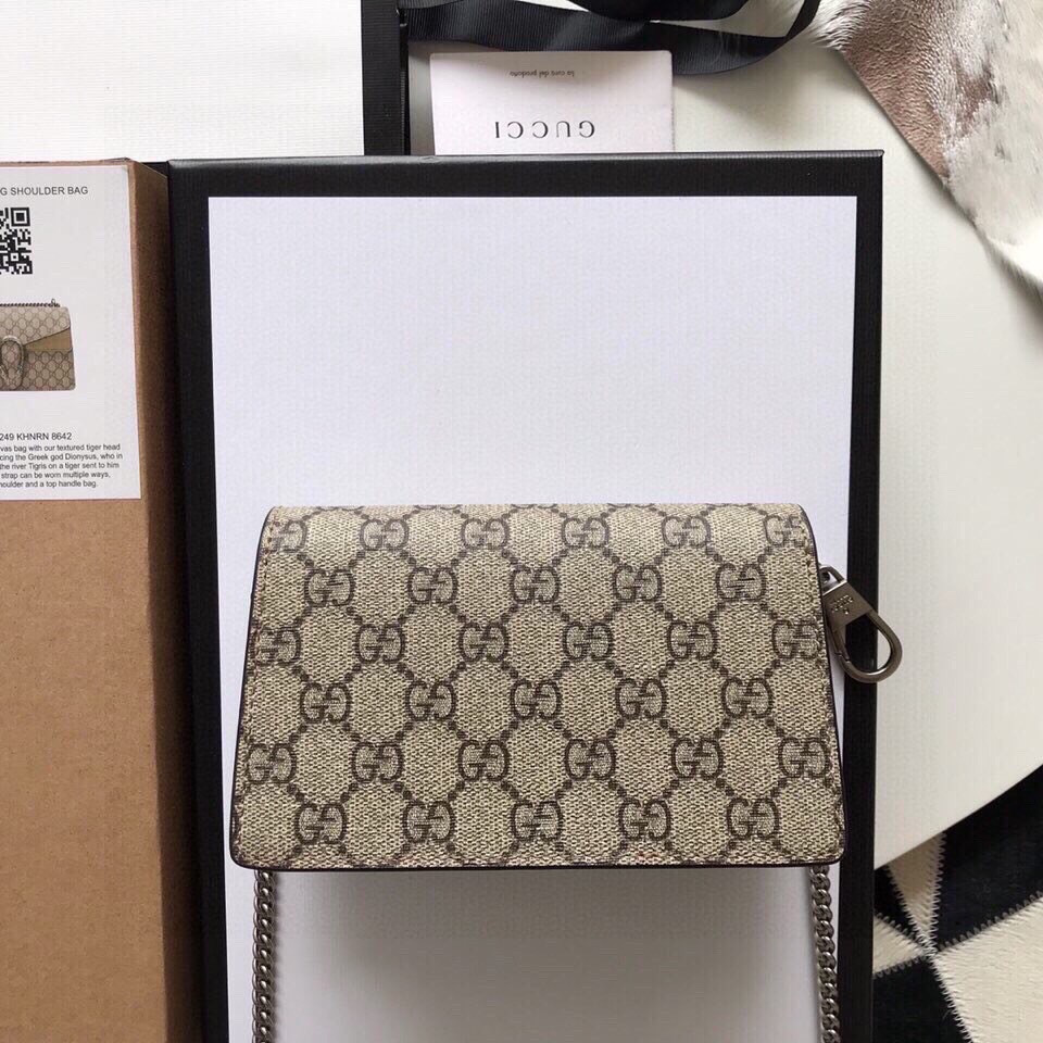 GUCCI DIONYSUS GG SUPREME SUPER MINI BAG 6.5"Wx3.9"Hx1.6"D