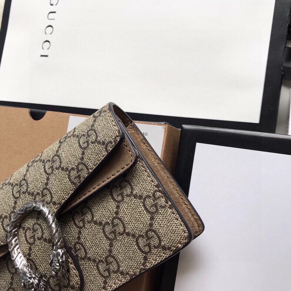 GUCCI DIONYSUS GG SUPREME SUPER MINI BAG 6.5"Wx3.9"Hx1.6"D