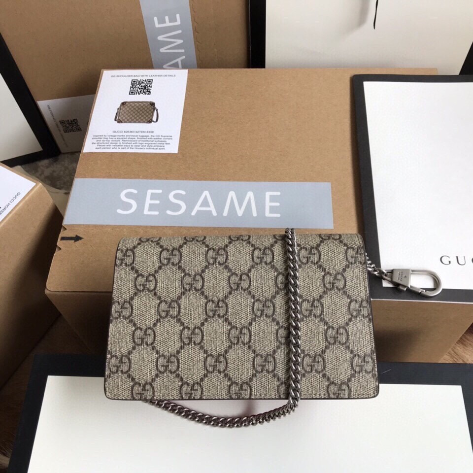 GUCCI DIONYSUS GG SUPREME SUPER MINI BAG 6.5"Wx3.9"Hx1.6"D