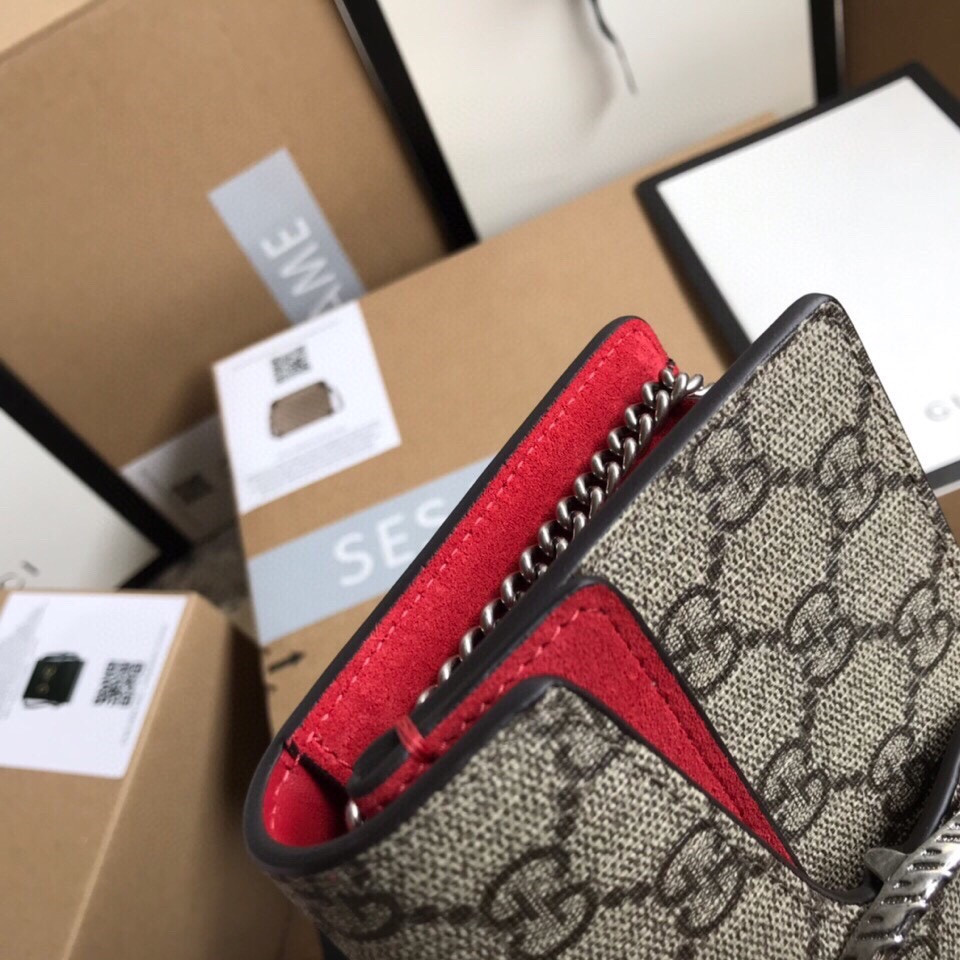 GUCCI DIONYSUS GG SUPREME SUPER MINI BAG 6.5"Wx3.9"Hx1.6"D
