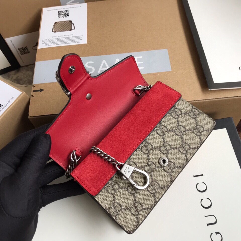 GUCCI DIONYSUS GG SUPREME SUPER MINI BAG 6.5"Wx3.9"Hx1.6"D