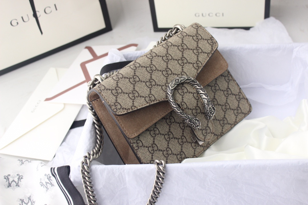 GUCCI DIONYSUS GG SUPREME MINI BAG 8"Wx5"Hx2.3"D