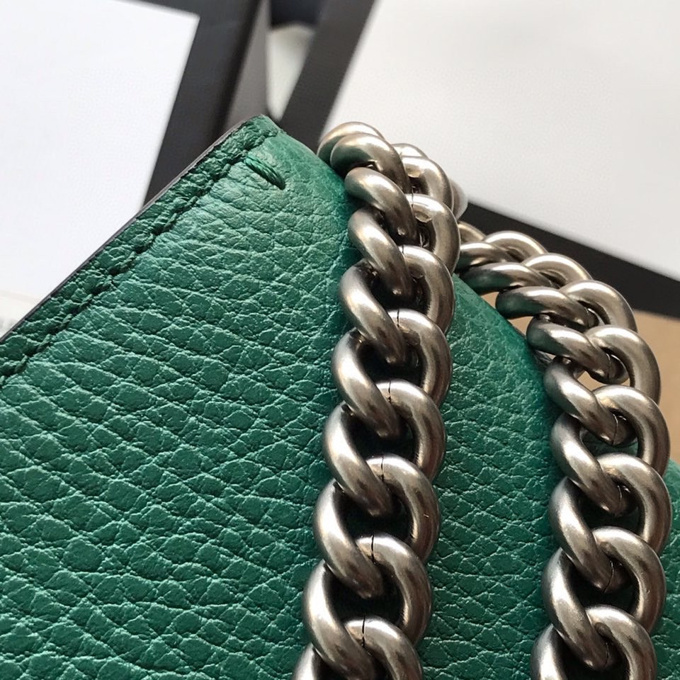 GUCCI DIONYSUS LEATHER MINI BAG GREEN 7.5"Wx6"Hx2"D
