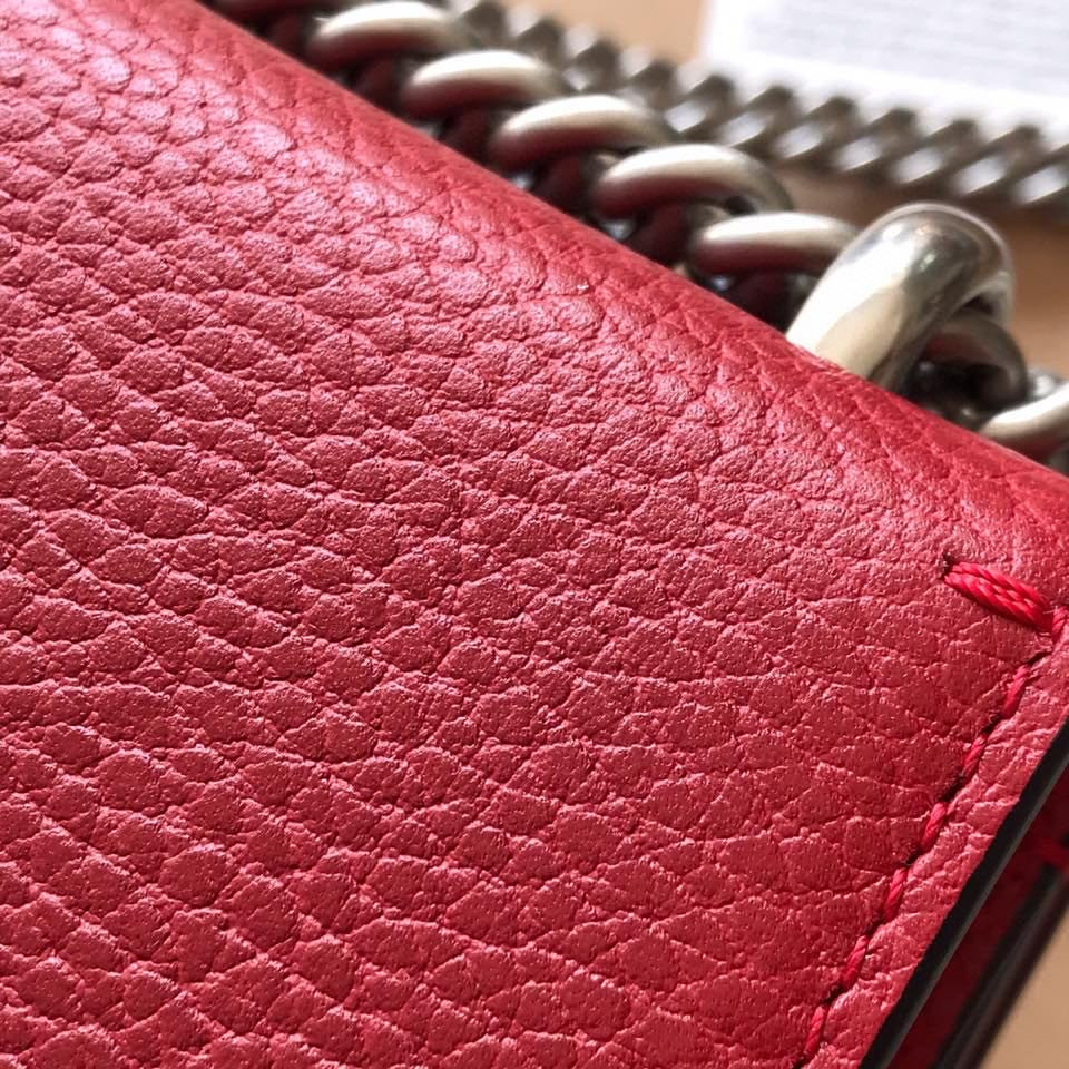 GUCCI DIONYSUS LEATHER MINI BAG RED 7.5"Wx6"Hx2"D