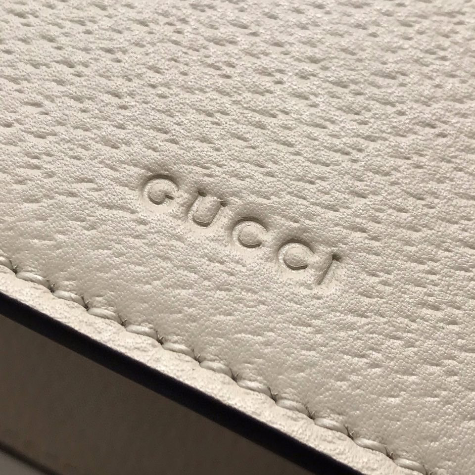 GUCCI DIONYSUS LEATHER SMALL RECTANGULAR BAG WHITE 28x17x9cm