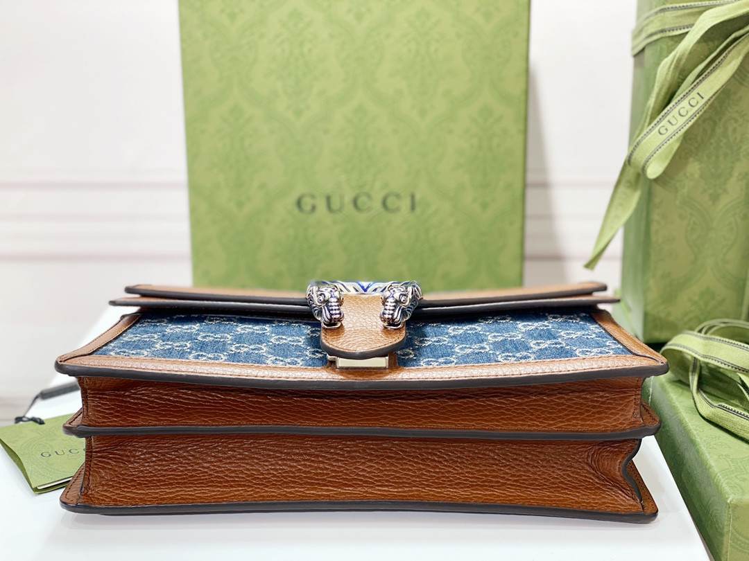 GUCCI DIONYSUS SMALL SHOULDER BAG BLUE 11"Wx7"Hx3.5"D