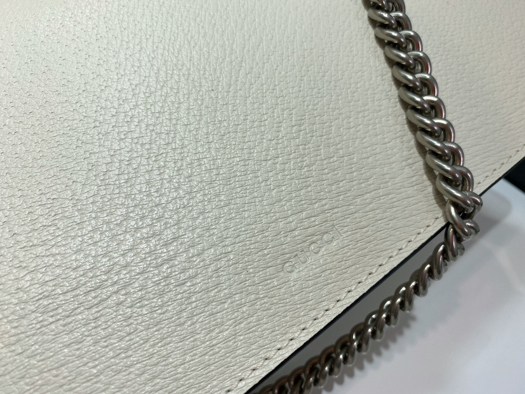 GUCCI DIONYSUS SMALL LEATHER SHOULDER BAG WHITE 11"Wx7"Hx3.5"D