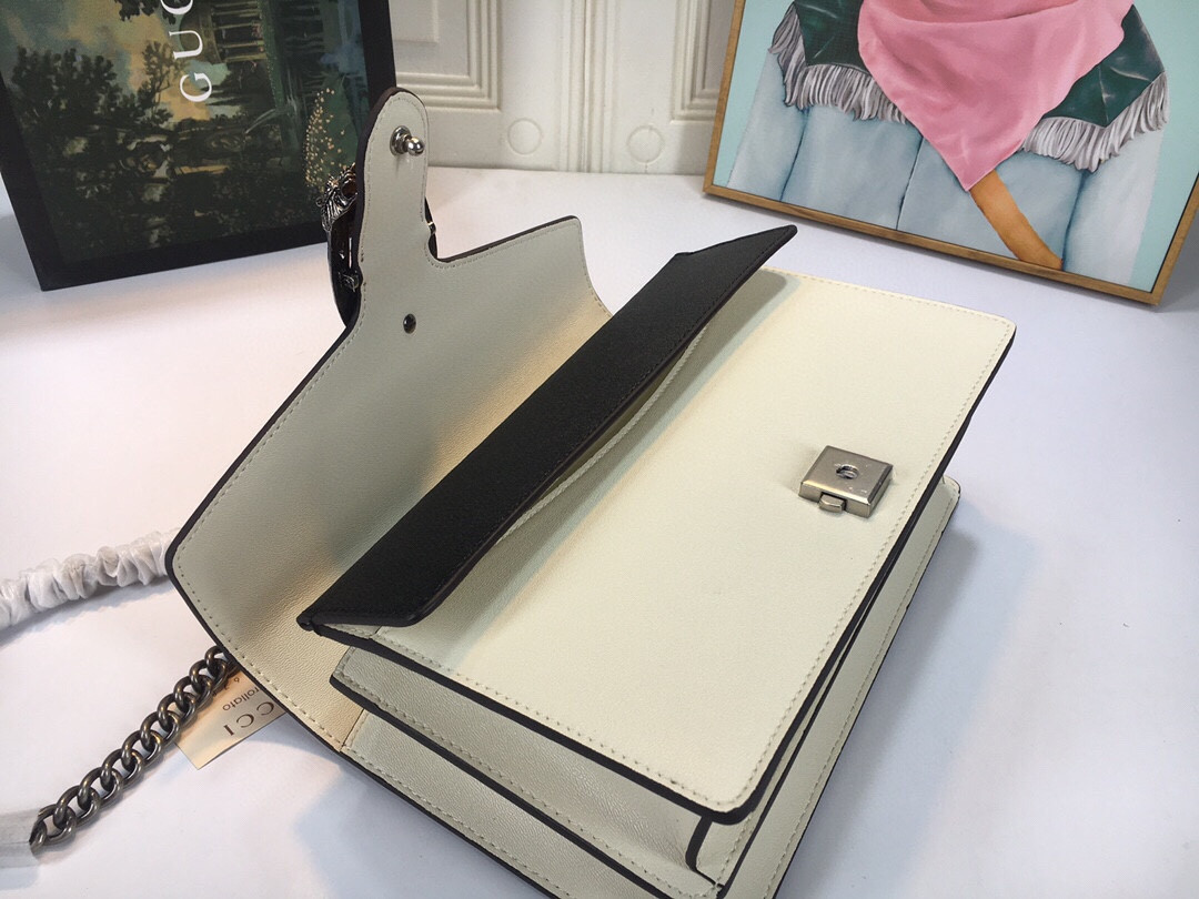 GUCCI DIONYSUS SMALL SHOULDER BAG WHITE 11"Wx7"Hx3.5"D