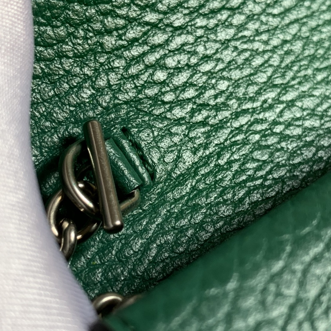 GUCCI DIONYSUS LEATHER SUPER MINI BAG GREEN 6.5"Wx3.9"Hx1.6"D