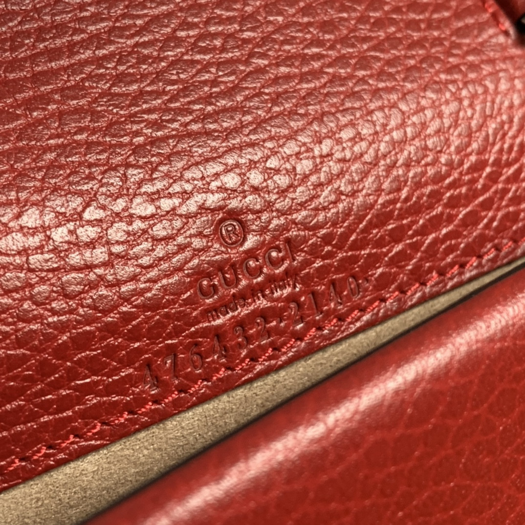 GUCCI DIONYSUS LEATHER SUPER MINI BAG RED 6.5"Wx3.9"Hx1.6"D