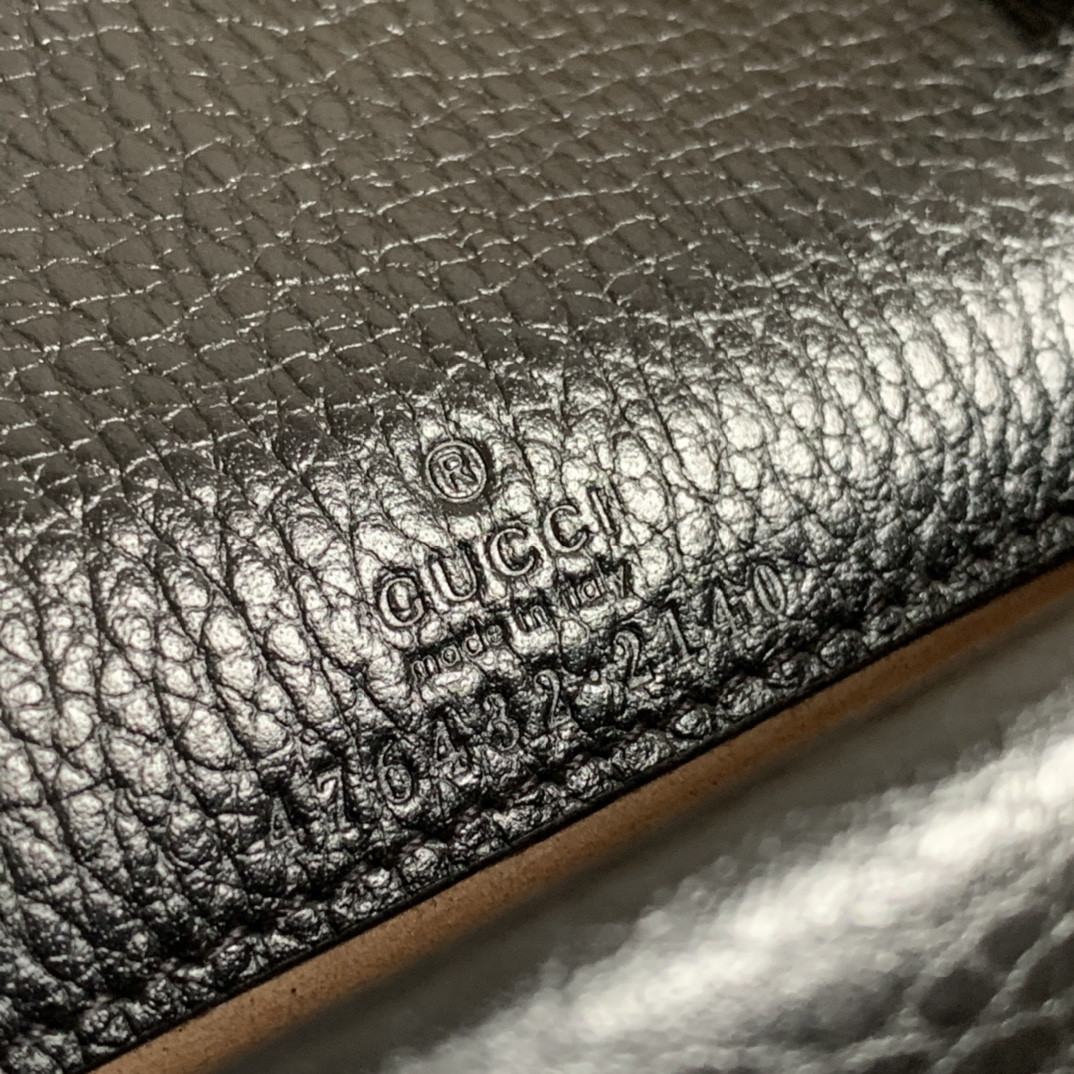 GUCCI DIONYSUS LEATHER SUPER MINI BAG BLACK 6.5"Wx3.9"Hx1.6"D