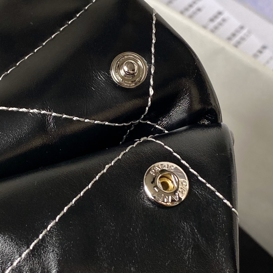 CHANEL 22 SMALL HANDBAG Shiny Calfskin SILVER 13.7×14.4×2.7 in